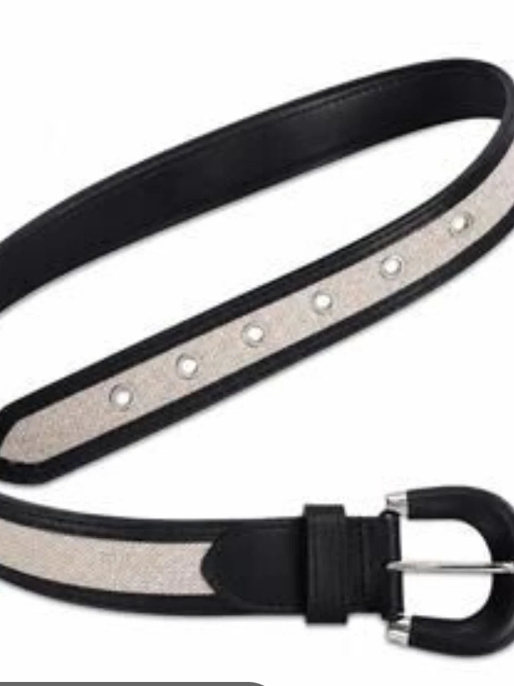 Jason Wu Men’s Brown Leather Belt with White Canvas Inlay Lg